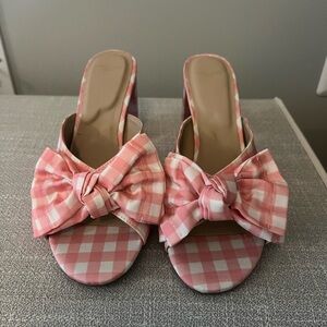 Draper James Pink Checkered Bow Sandals